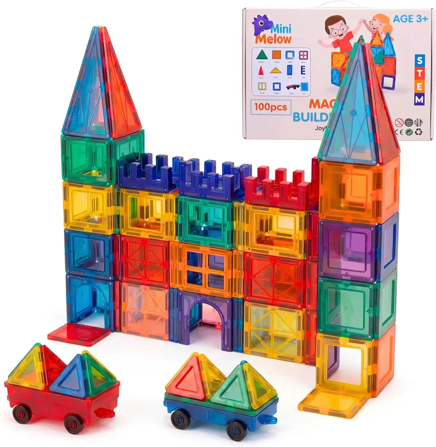 Piastrelle Magnetiche, Set di 100 Blocchi da Costruzione, Giocattoli STEM per Bambini dai 3 Anni in Su, Regalo Educativo