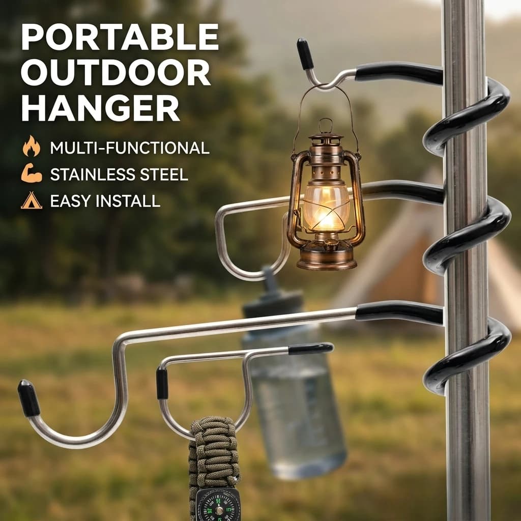 Tent Pole Light Hanger Camping Lantern Hook Portable Stainless Steel Lamp Holder For Outdoor Tent Fishing Hunting Gear 1/5 Piece