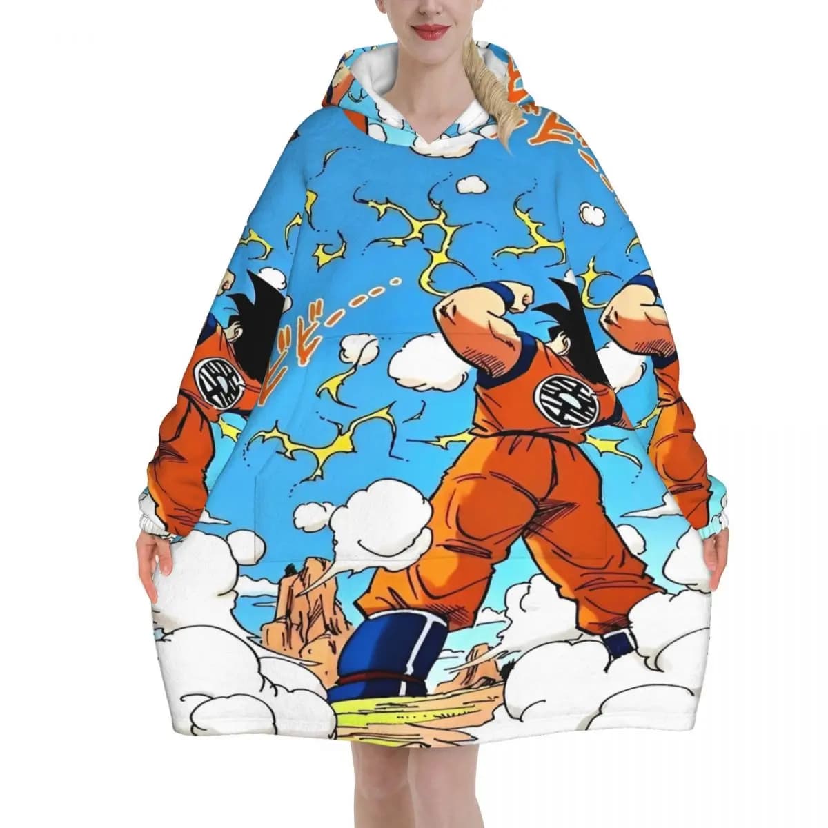 Dragon Ball DragonBall Anime Coperta indossabile con cappuccio per donna Uomo Felpa oversize con tasca