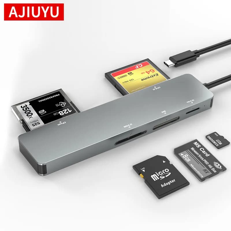 AJIUYU USB 3.0 lettore di schede 5 in 1 tipo c USB C a SD TF CF CFast MS Memory Card Hub multifunzionale per Mac OS Windows Compute
