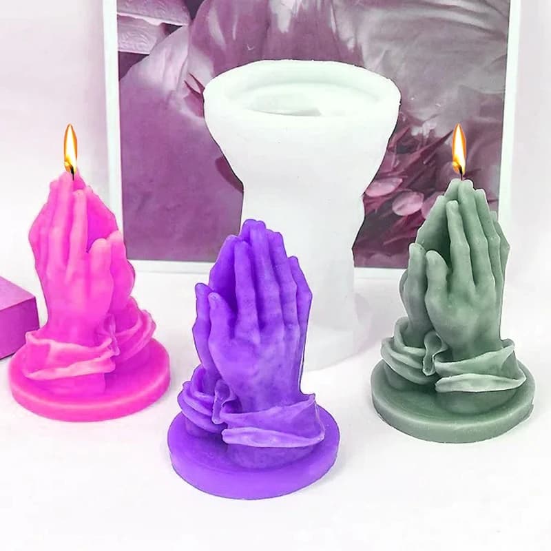 Gesti di preghiera 3D stampo per candele in Silicone fai da te dito aromaterapia gesso artigianato resina argilla stampi strumenti per la produzione di sapone regali per la casa