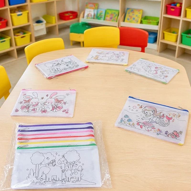 Bulk Pen Bags Sets – Reusable Zipper Pouches with Mixed Theme Line Art, Multipurpose for School Stationery, Craft Projects TMZ