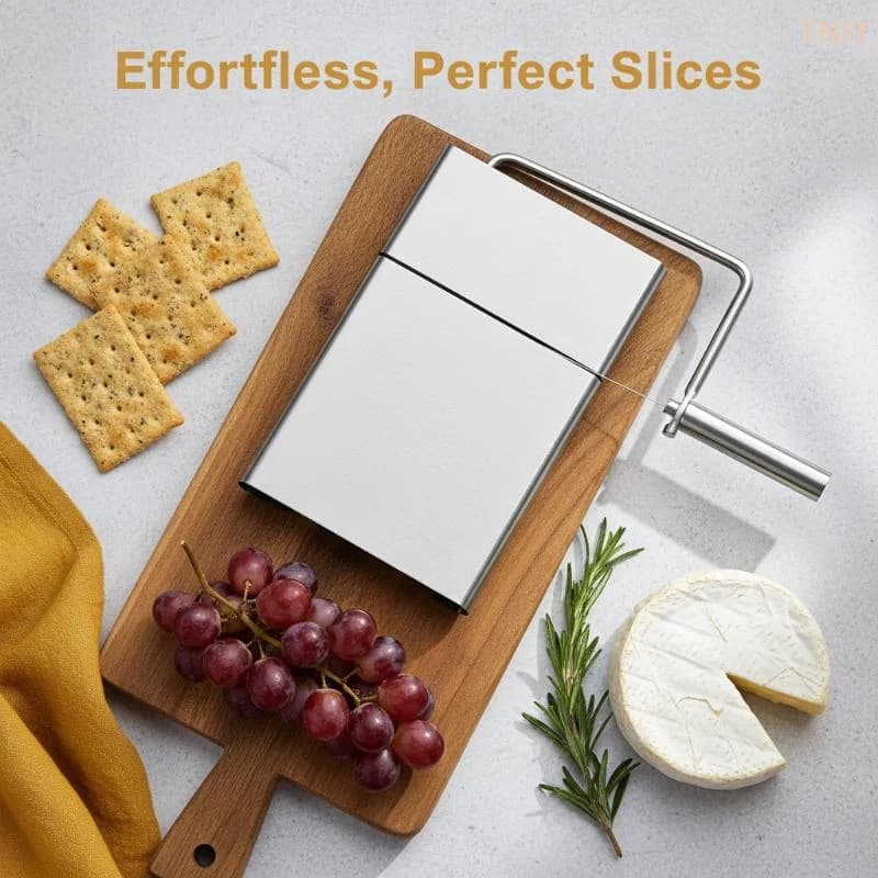 [J] Cheese And Butter Slicers With Wire Cheese Adjustable Cheese Cutter Board Stainless Steel Cutting Wire