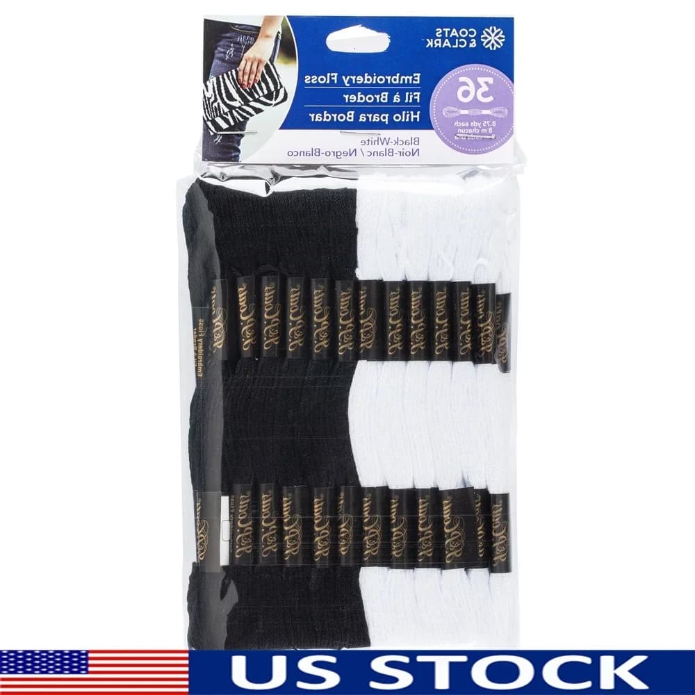 36 ovini filo da ricamo bianco nero 8,75 iarde ciascuno filo di cotone punto croce ricamo quilting108