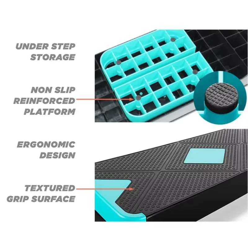 Piattaforme Step Fitness Bicolore Antiscivolo Personalizzabili e Staccabili per Aerobica, con Altezza Regolabile e Piastre Ponderate - Offerta Speciale