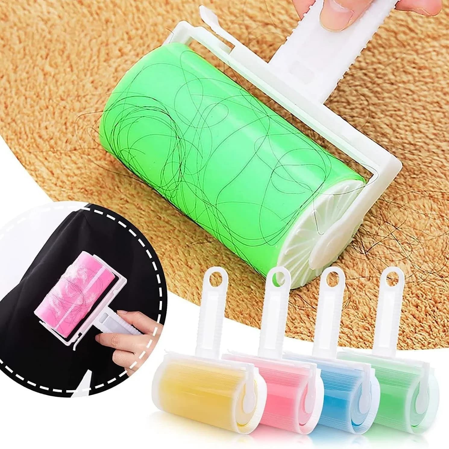 1 PC Vestiti lavabili Capelli Rullo appiccicoso Riutilizzabile Rimozione peli di animali domestici Portatile Casa Pulito Rullo appiccicoso Tappeto Divano Collettore di polveri