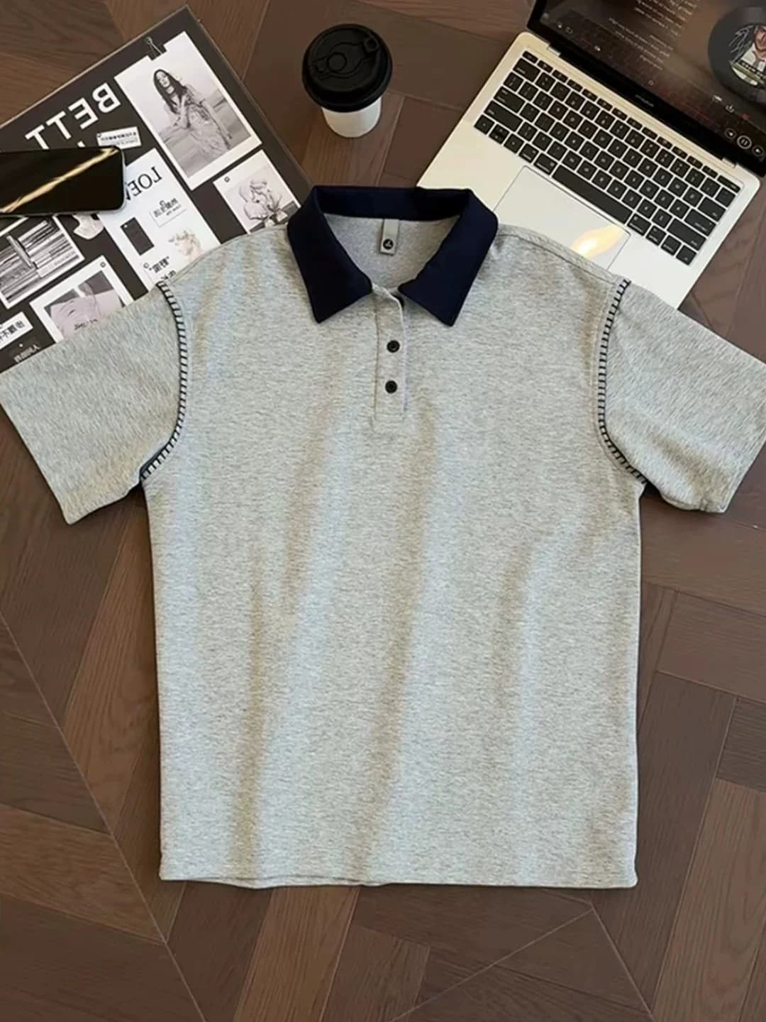 Retro Academic Style Short Sleeve Shirt Women Summer Loose Casual Color Block Collar Lazy Style Top Stitch Design T-Shirt