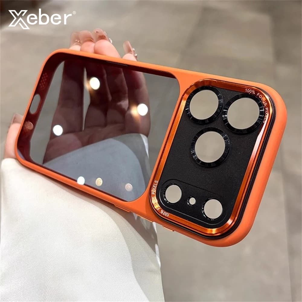 Custodia per telefono protettiva per fotocamera in metallo con obiettivo ufficiale di lusso per iPhone 17 16 Pro Max Air Custodie Cover paraurti antiurto traslucida