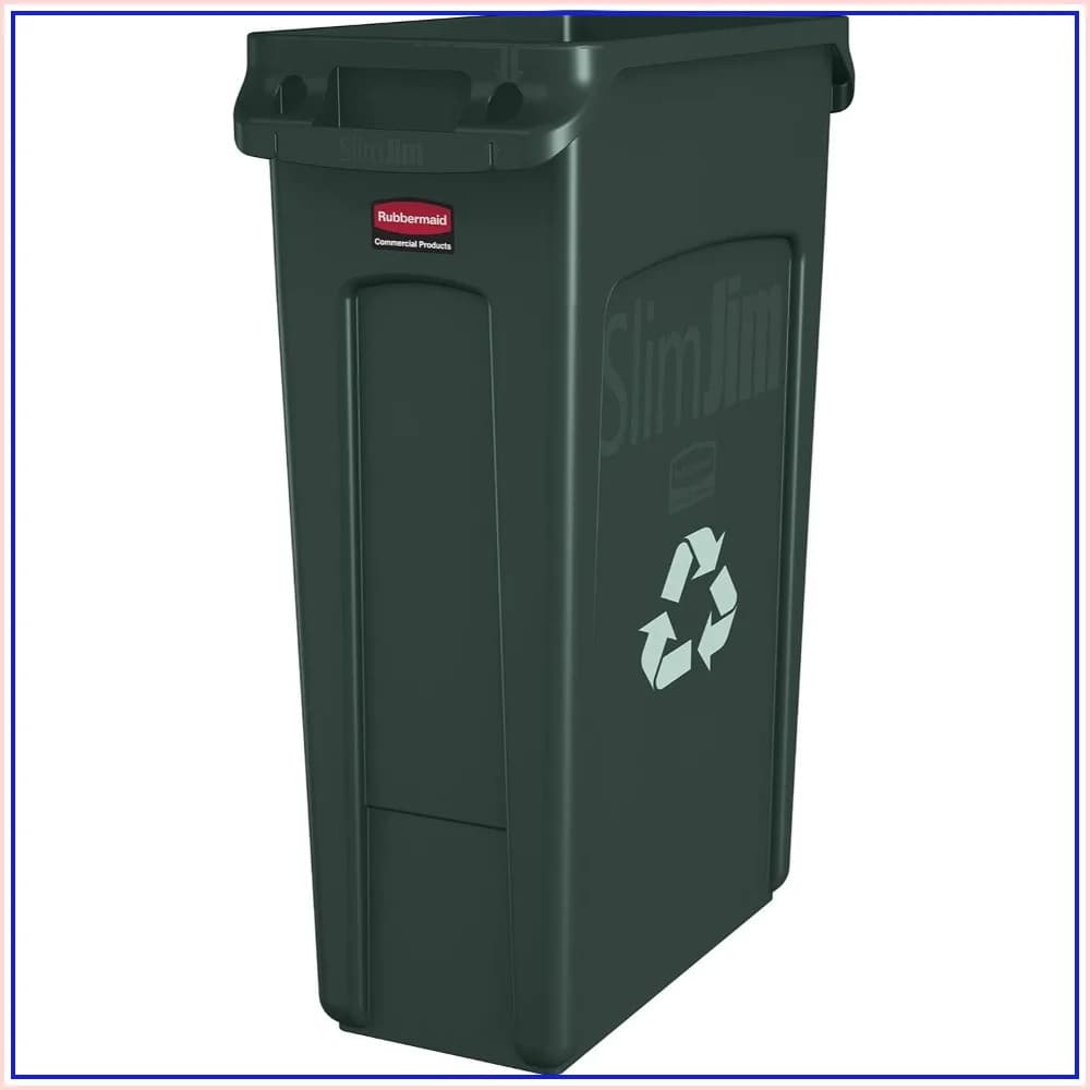 23 Gallon Slim Recycling Bin with Venting Channels, Green