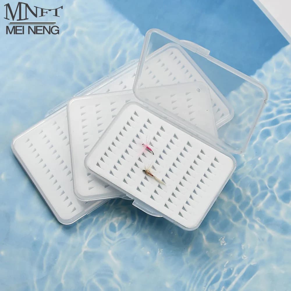 2Pcs Clear Plastic Fly Fishing Box With Triangle Slotted Foam Insert, Waterproof Portable Pocket Fly Hook Tackle Storage Case