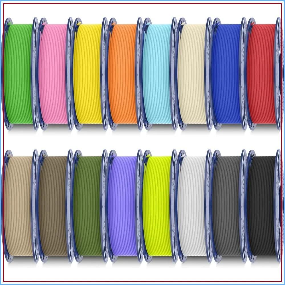 16 Color PLA Matte Filament Bundle, 250g Each, 1.75mm, Mini Spools, Smooth Matte Finish, for 3D Printers