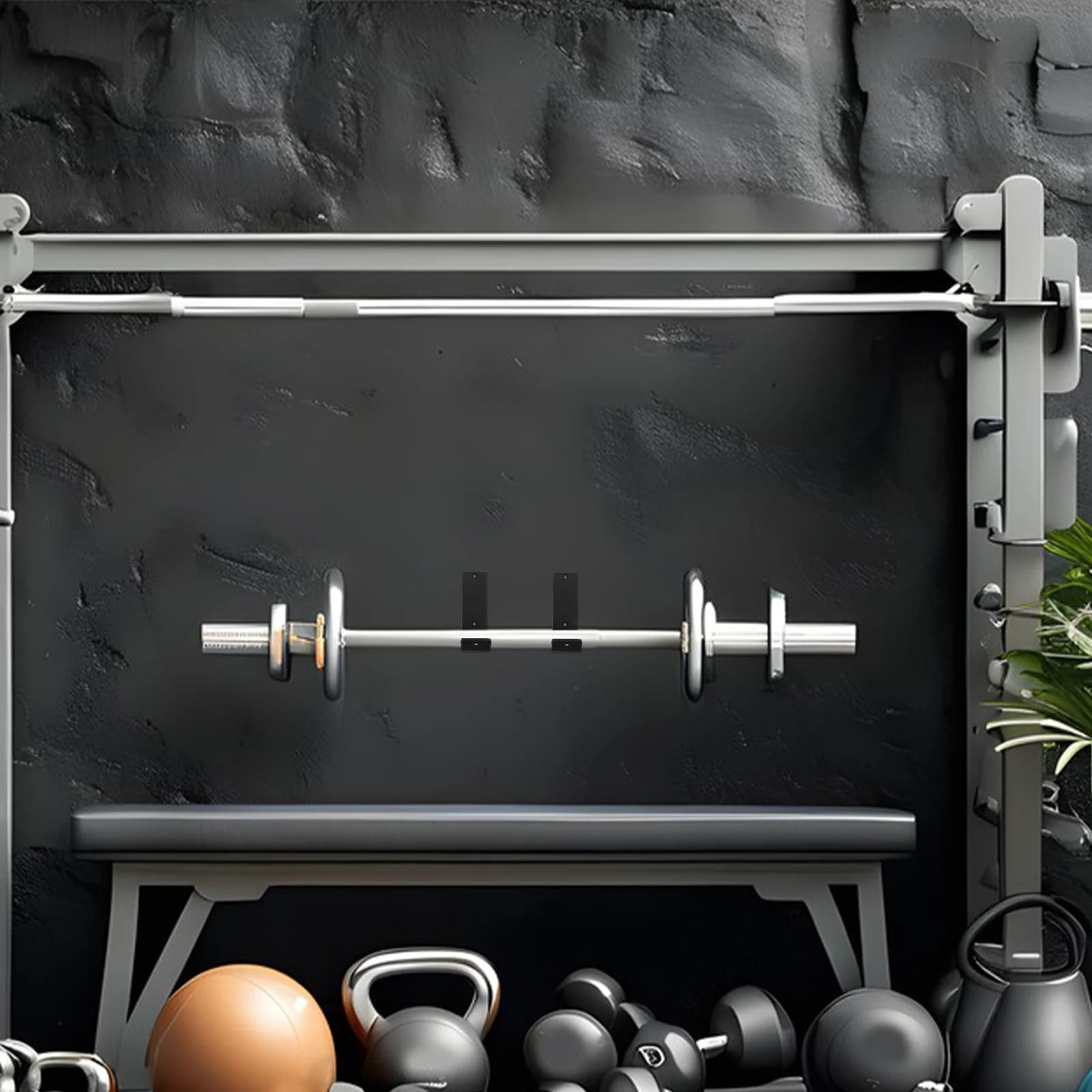 1 pair of black plastic J hooks, squat rack accessories, resistant power rack hooks for resistance bands, barbell collars, gym