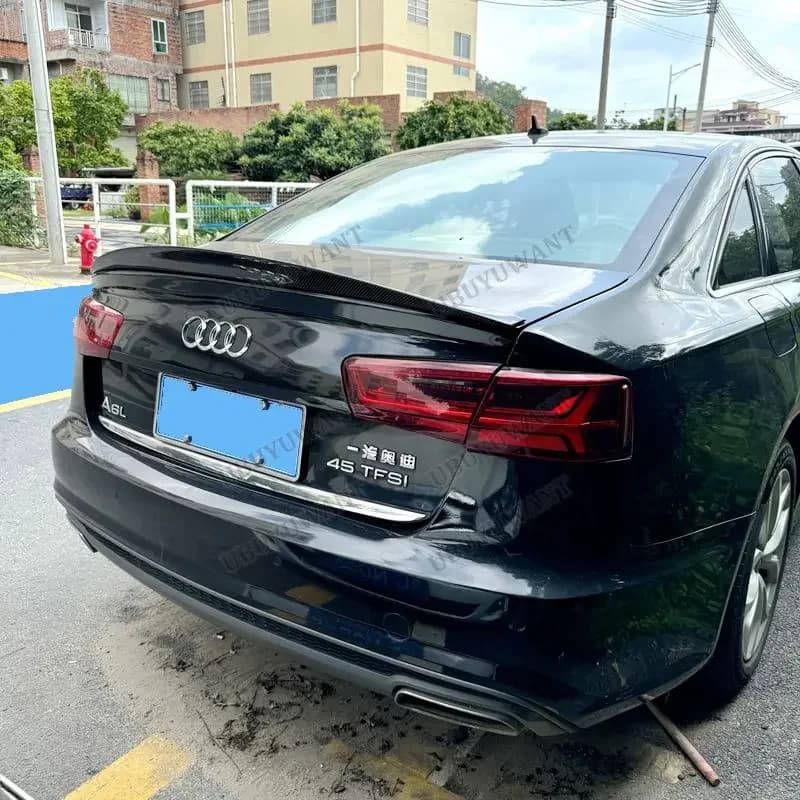 HK Style For AUDI A6 S6 C7 Sedan 2012-2018 Rear Trunk Spoiler Wing Top Tail Lip Spoiler Diffuser Auto Parts