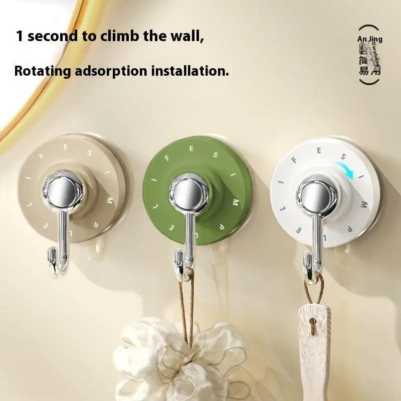 【QTG331】Waterproof Rotating Suction Hooks For Bathroom Kitchen Strong Adhesive Wall Organizer