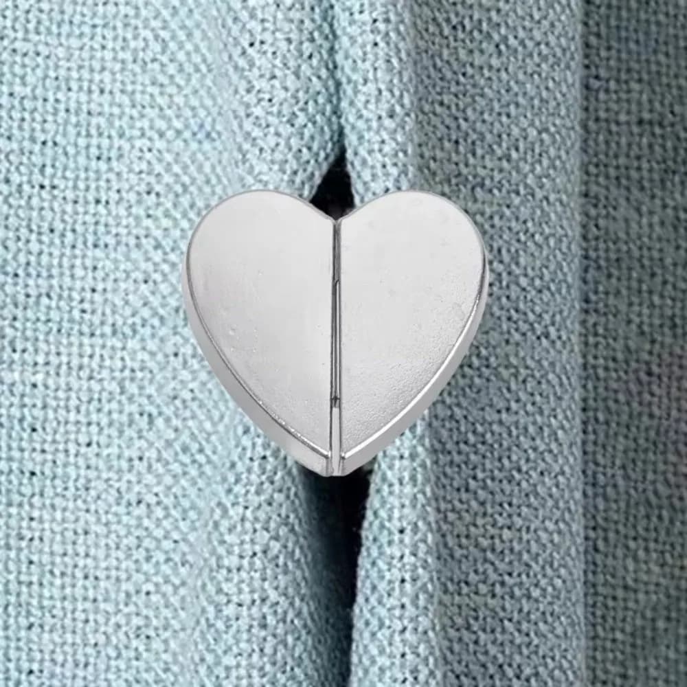 8 Pezzi Ganci Magnetici Antiscivolo a Cuore per Tende, Ganci per Tende Doccia Antiruggine in Lega Semplice, Ganci a Scatto Rimovibili per Bagno