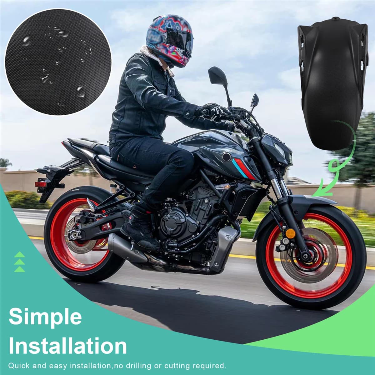 T48C_Moto Parafango Anteriore Copertura Della Pneumatico Anteriore Carenatura Parafango per YAMAHA MT-07 FZ-07 2012 2013 2014 2015 2016 2017,A
