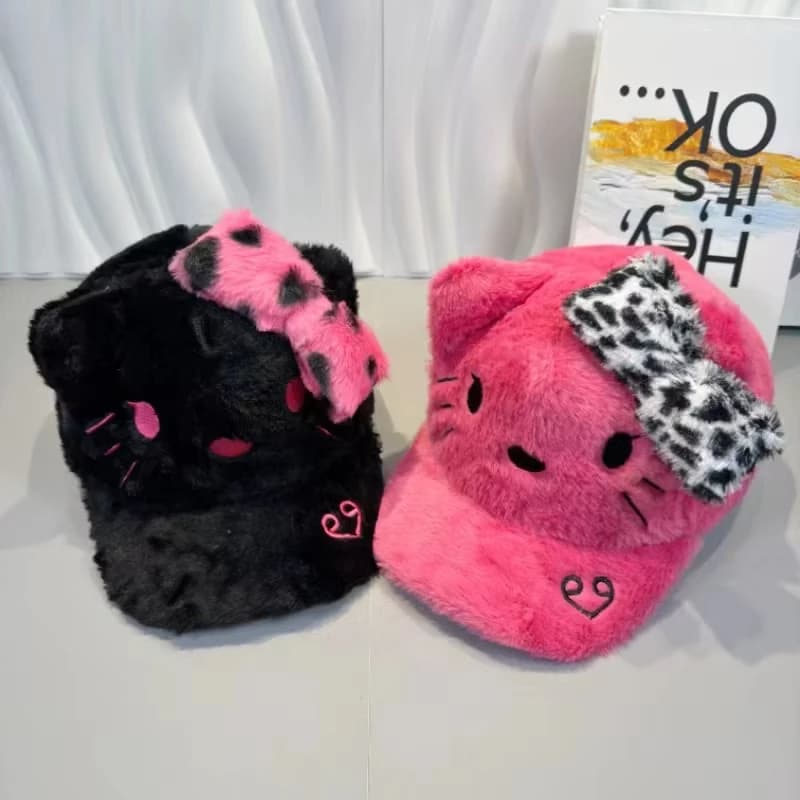 Cappellino da Baseball Sanrio Hello Kitty Kawaii Y2K Autunno e Inverno Cappello Caldo in Peluche con Cartoni Animati Protezione Solare per Ragazze che Mostra un Viso Piccolo
