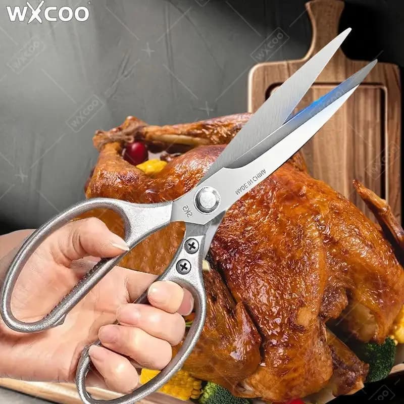 NEW Extended Kitchen Scissors Chicken Bone Scissors Stainless Steel Multi-functional BBQ Meat Cutting Scissor Knife for Kitchen
