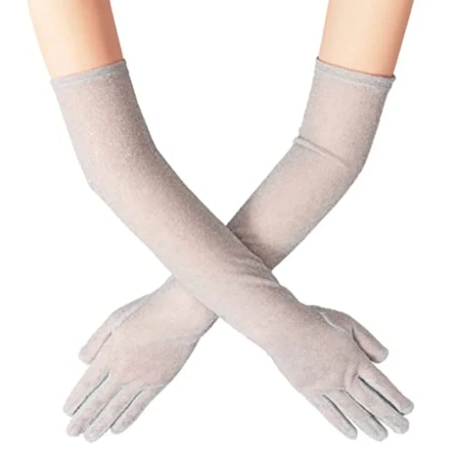 BABEYOND Long Opera Party 20s Glitter Gloves Stretchy Adult Size Elbow length Mesh Gloves