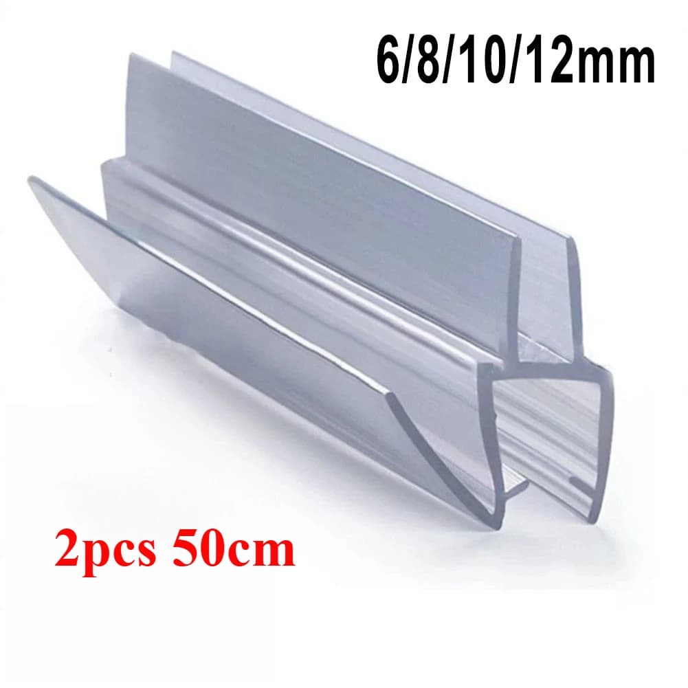 2 Pezzi Guarnizione Trasparente in PVC da 50cm per Finestre e Porte, Striscia Sigillante per Doccia e Bagno, Spessore 6/8/10/12mm