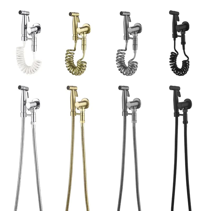 Set di spruzzatori per wc con Bidet portatile in oro spazzolato pistola a spruzzo per wc a parete in acciaio inossidabile soffione doccia per bagno autopulente