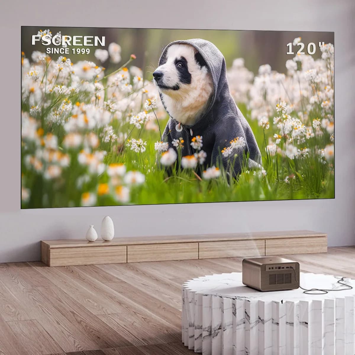 Schermo per proiettore Fresnel ALR da 120 pollici serie Fscreen Iris per proiettore a lungo raggio 8K UHD Home Theater