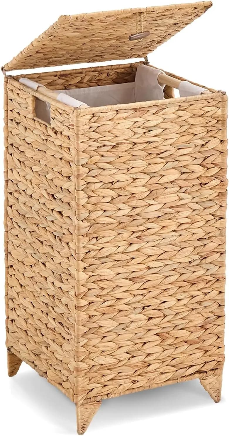Natural Braided Wallet Basket with Cover, Removable inner bag and raised feet for the Home Organization