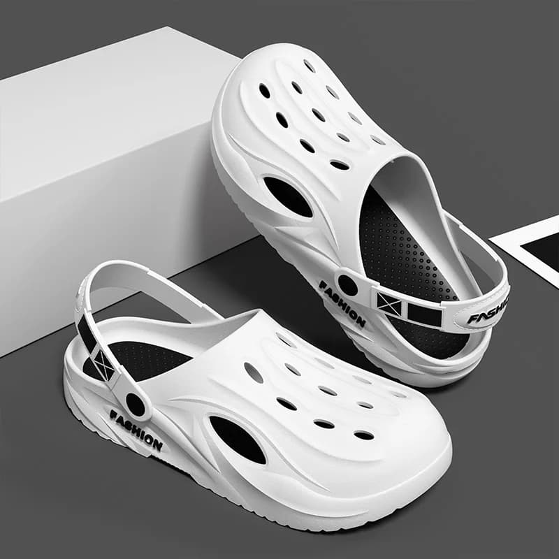 Nuovi Sandali Estivi da Uomo 2025 Traspiranti Anti-Odore Ciabatte da Spiaggia Piatte Sportive in PVC Stampato a Iniezione