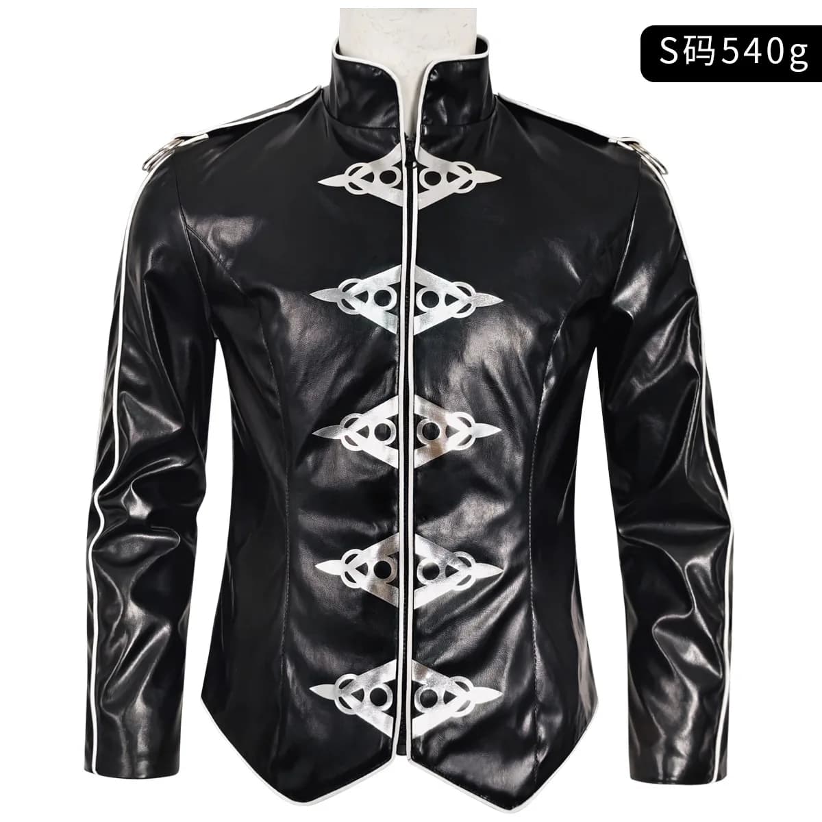 MJ Michael Jackson cosplay outfit Michael Jackson black leather punk heavy metal V8 leather jacket