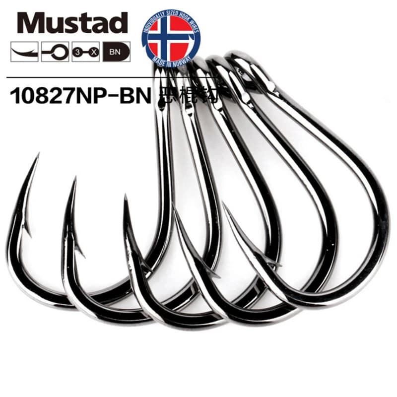 Ganci Mustad originali 10827 pesca in mare tonno Iron Board ganci gancio in acciaio ad alto tenore di carbonio 4X Strong Jig Hooks Live Bait Jigbait