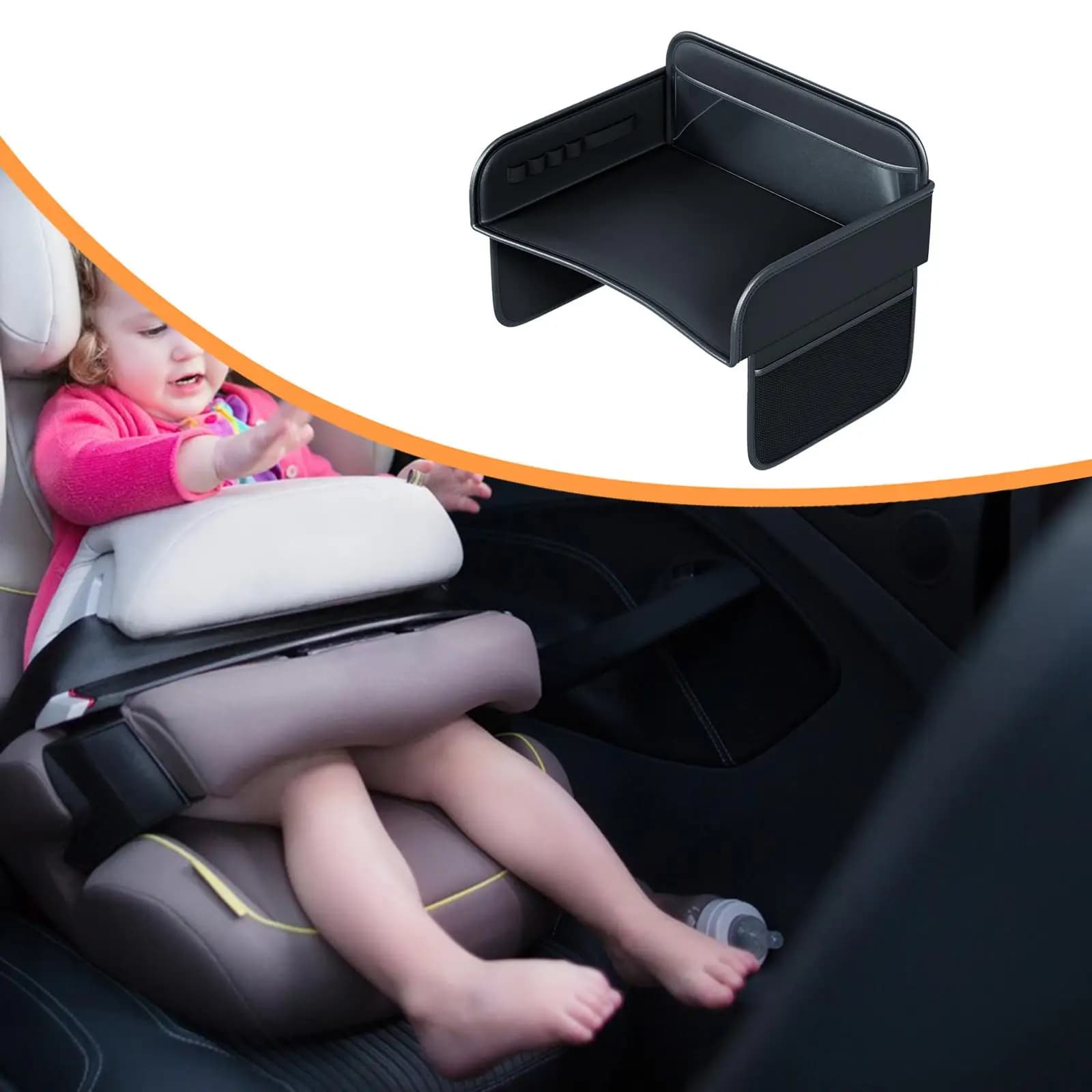 Vassoio da Viaggio per Bambini per Seggiolino Auto, Tavolino in PVC con Portabicchieri e Supporto per Tablet, Accessori per Seggiolino Auto