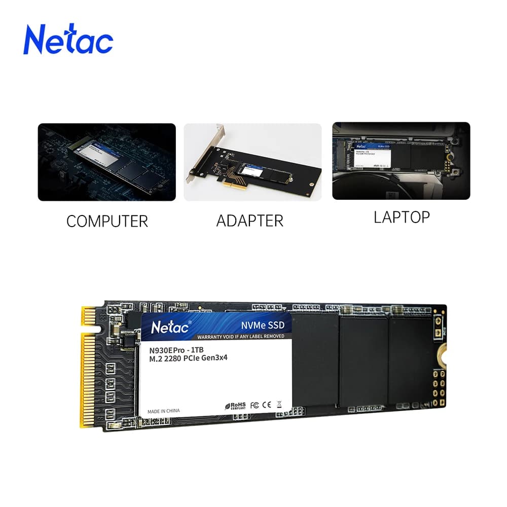 Netac M2 SSD NVMe 128gb 256gb 512gb 1tb SSD 500gb 250gb 960gb PCIe M.2 2280 Disco rigido Disco a stato solido interno per laptop