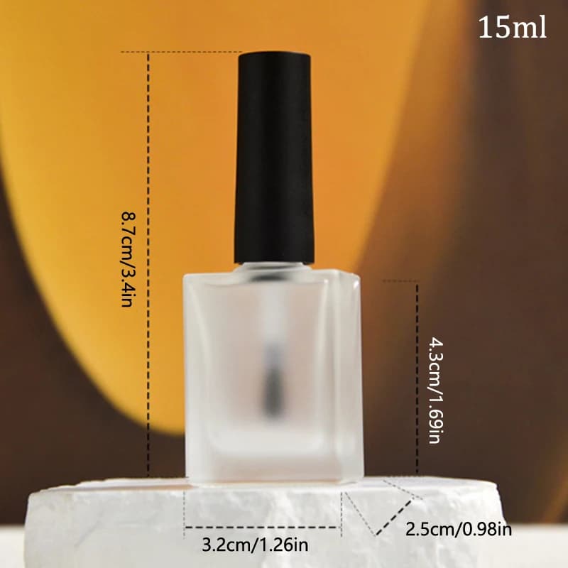 Bottiglia vuota per smalto rotondo satinato da 15 ml con pennello portatile Contenitore per nail art Bottiglie di olio per unghie in vetro resistenti alla luce