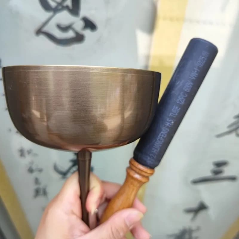 Copper Chime Bell with Handle Tibetan Meditation Bells Sound Healing Chimes Buddhist Bell Bowl Rare Percussion Instruments