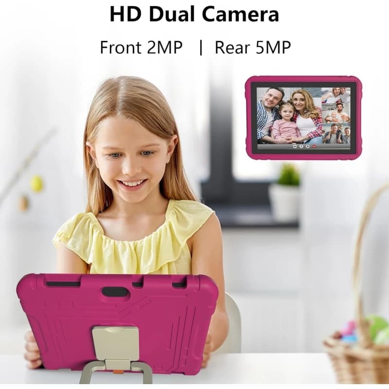 Tablet Android 13 da 10.1 pollici per bambini, 4GB di RAM, 64GB di ROM, Allwinner A523 Octa-core 1.8GHz, 1280x800 IPS, con supporto e custodia in silicone in regalo.