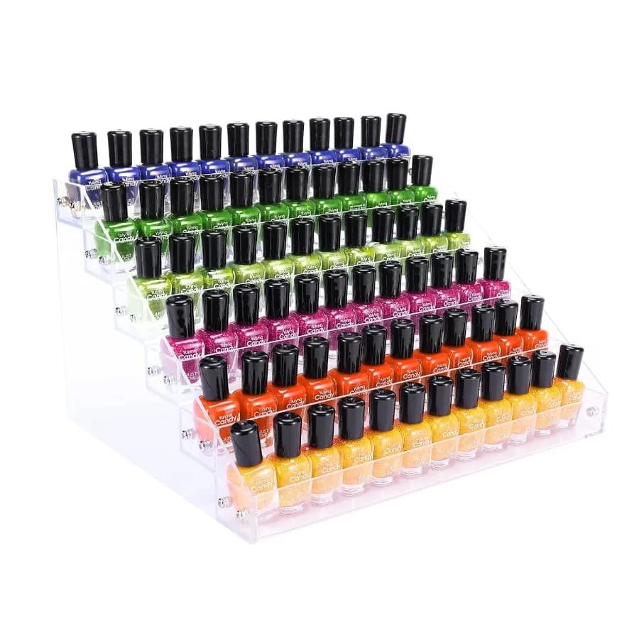 Portaoggetti per smalti in acrilico a 6 livelli con ripiani regolabili per riporre smalti in gel, ideale per bottiglie essenziali per il trucco