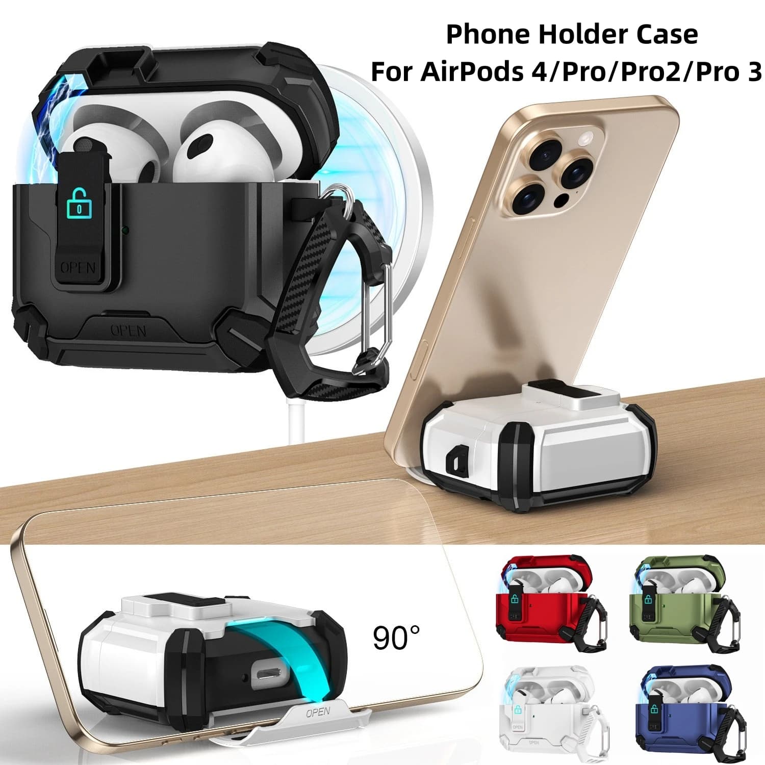 2026 Lock Case For AirPods Pro 3[Automatic Snap Switch]Compatible MagSafeWireless Earphone Case For AirPods 4 Pro 3 Case Fundas