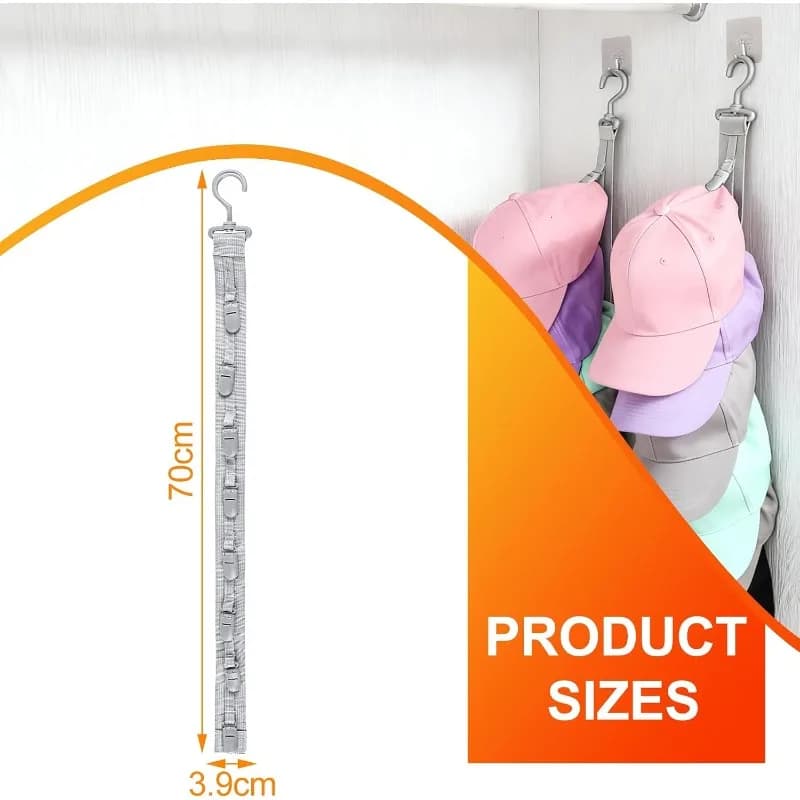 Hat Storage Clips Hat Hanger Baseball Caps Hat Organizer Wardrobe Hat Rack Hanging Rope Display for Closet Door and Bedroom