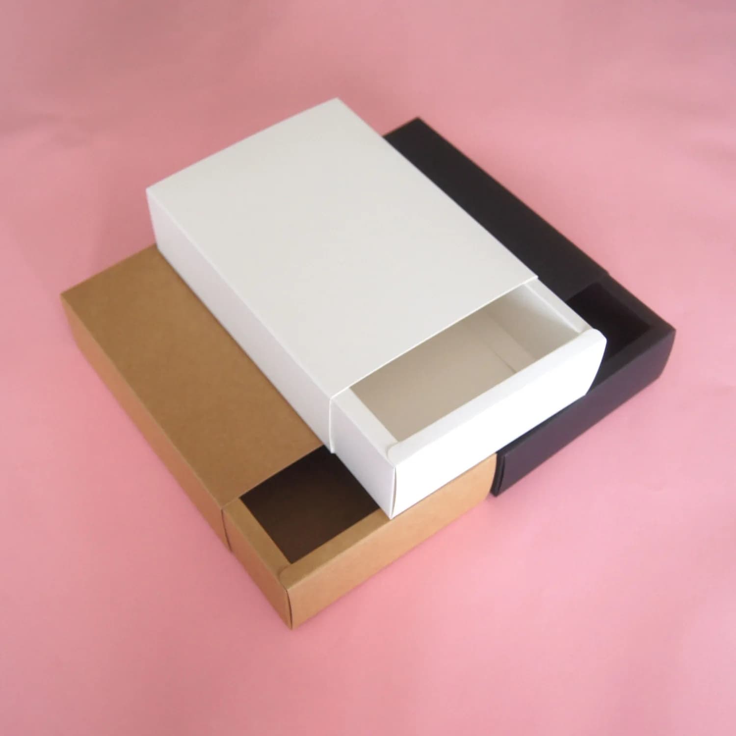 Scatola regalo con cassetto scatole per imballaggio in carta Kraft nera bianca scatola per bomboniere per gioielli con sapone 10 pezzi