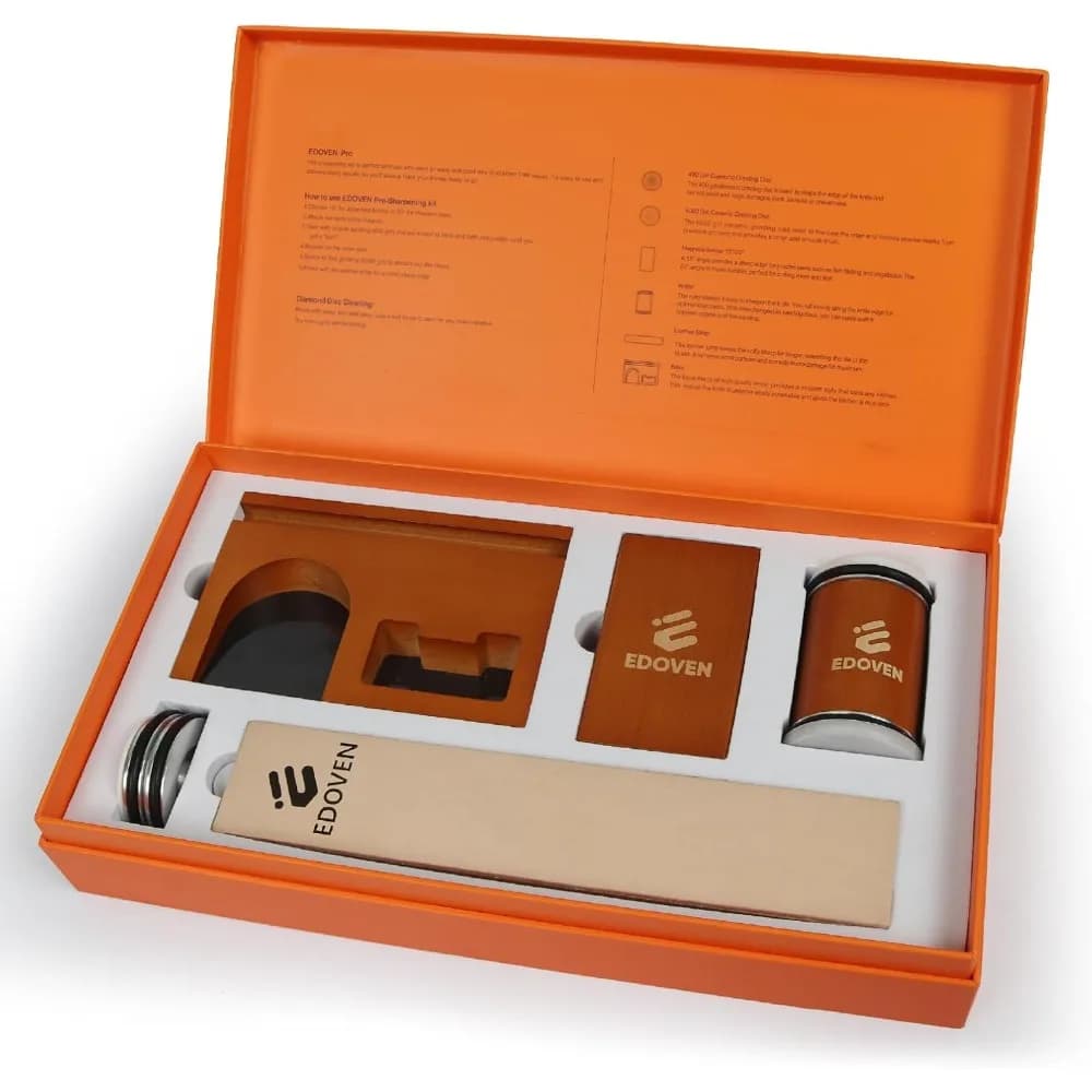 Affilacoltelli Magnetico Manuale con Dischi in Ceramica Diamantata, Supporto in Pelle e Guide per Angoli 15-20 per Cucina