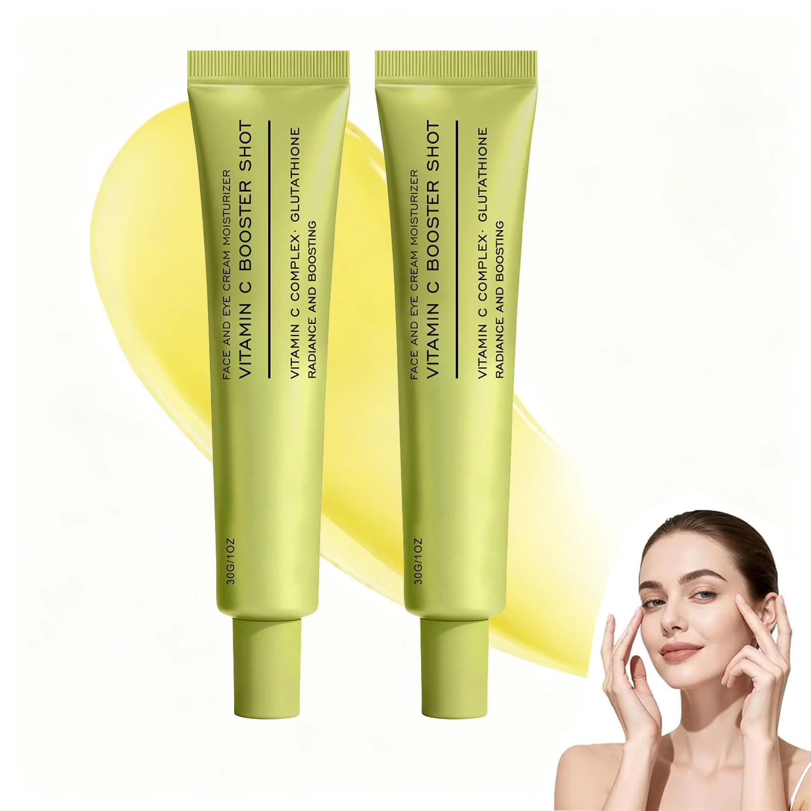 Crema Viso Booster alla Vitamina C con Niacinamide – Correttore Macchie Scure, Migliora le Rughe Sottili, Idratante Coreano Effetto Pelle di Vetro per Viso e Occhi