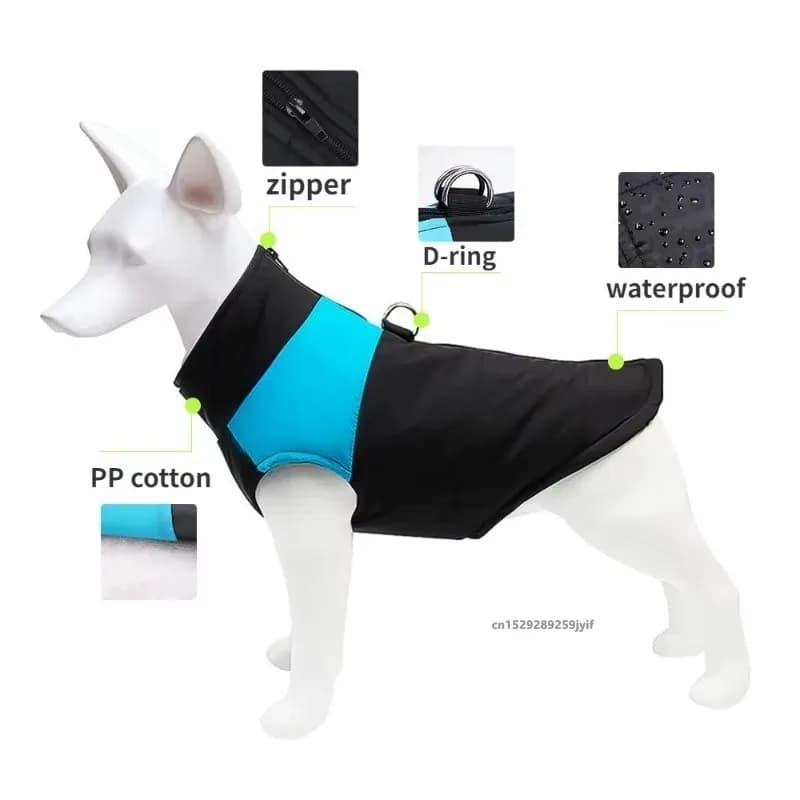 Abbigliamento Impermeabile e Caldo per Cani, Cappotto Invernale Imbottito con Cerniera per Cani Piccoli, Medi e Grandi