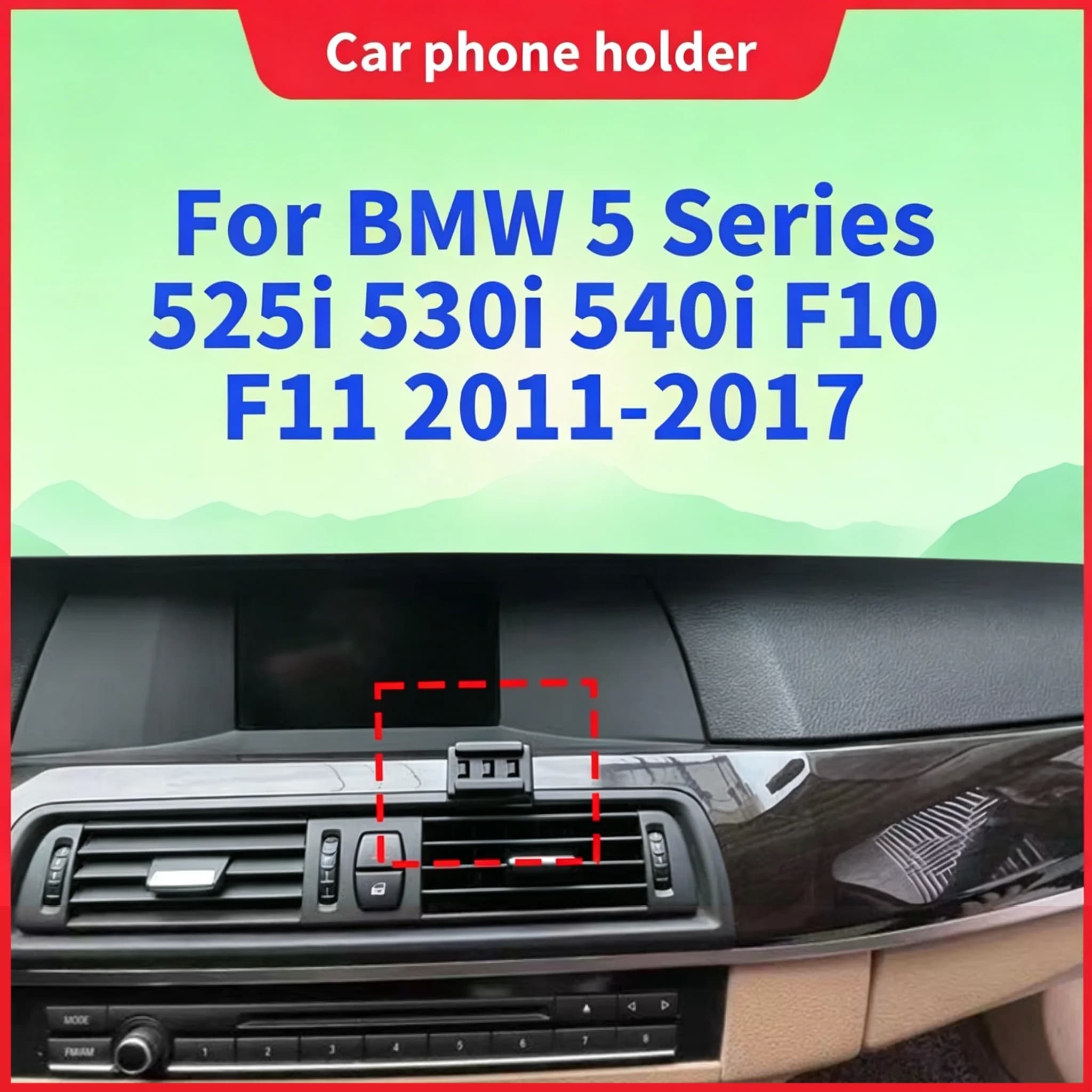 Base di Montaggio a Incastro per BMW Serie 5 525i 530i 540i F10 F11 (2011-2017), Compatibile con Vari Stili di Supporti per Telefono Auto