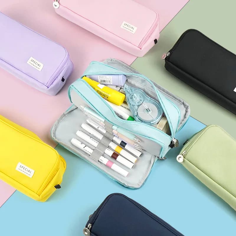 Multi-layer Large-capacity Pencil Case Children Back To School Pencil Bag 3 Zippers Large School Case Organizer Cheap Stationery