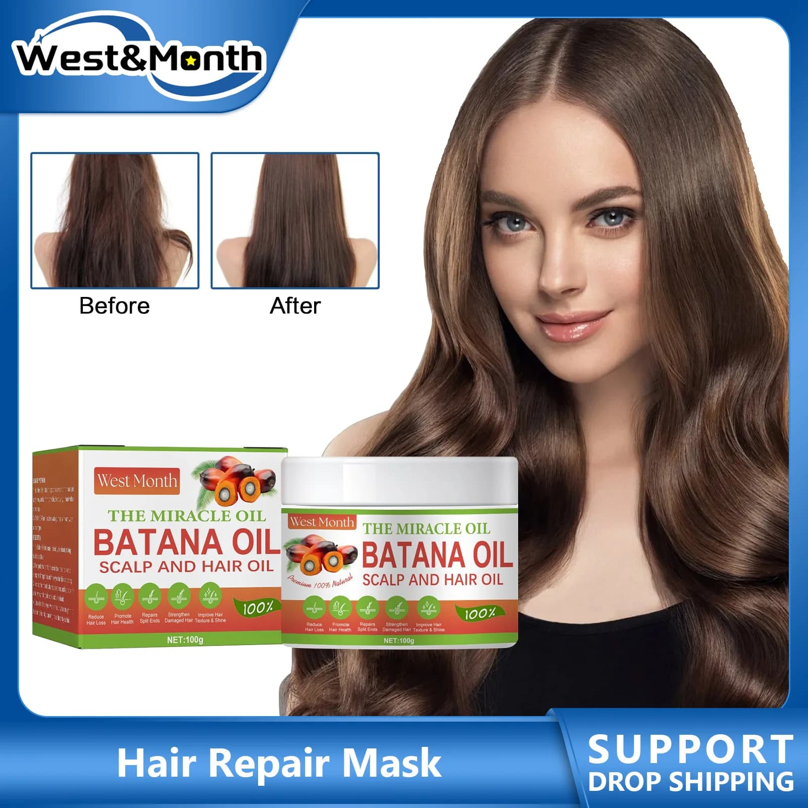 Batana Oil Mask For Hair Repair Dry Dyed Dyed Ammorbidire Crespo Anti Hair Loss Nutrient Treatment Of The Curtain Polished Hair Care