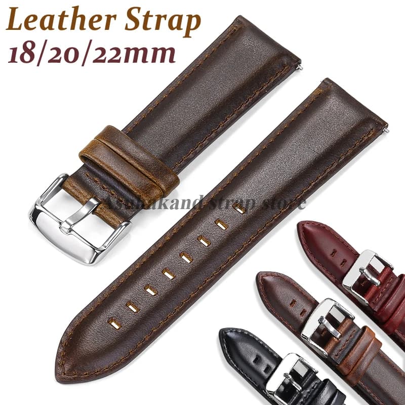 Brown Leather Watch Strap 18mm 20mm 22mm for Seiko for Omega Bracelets Women Universal Men Women Soft Quick Release Watchbands