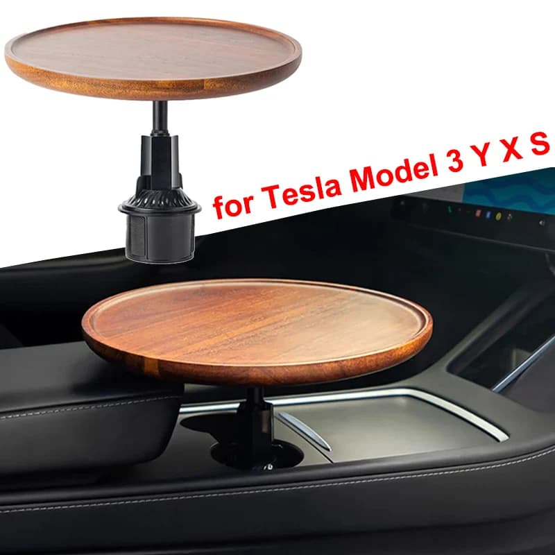 Vassoio per auto Tavolo per Tesla Modello 3/Y/S/X Console centrale Scrivania in legno massello Bracciolo Vassoio per bevande alimentari Highland Juniper 2025 Accessori
