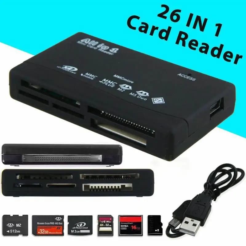 Lettore di Schede di Memoria 6 in 1 per SD, Micro SD, CF, XD, MS Pro, M2, Adattatore USB Universale per Windows 11, 10, 8, 7, Mac OS, PC
