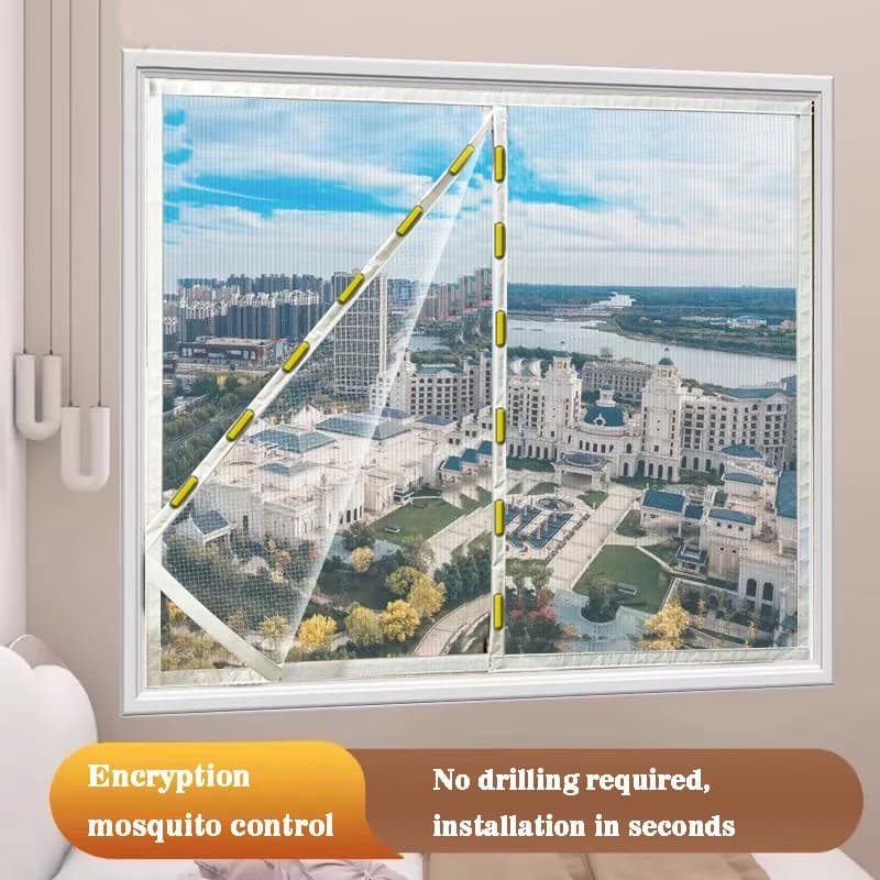 Zanzariera magnetica autoadesiva per finestra con zanzariera bianca, rete invisibile autoinstallante per la casa, chiusura automatica