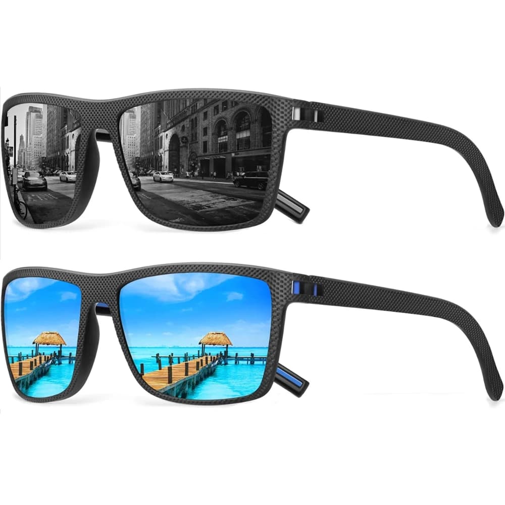 Square Polarized Sunglasses for Men and Women Vintage Lightweight Frame Sun Glasses with UV Protection
